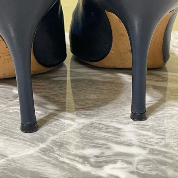 Tory Burch Penelope 85MM Cap Toe Pump Heels Size US 6 Ink Navy Perfect Black - Picture 12 of 15